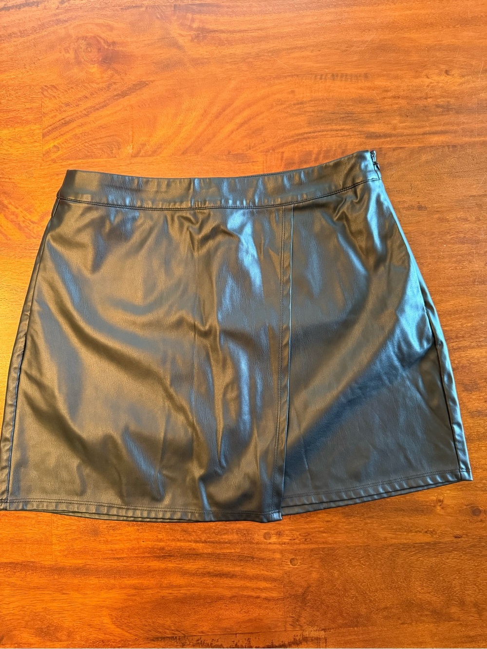 A New Day Black Faux Leather Wrap Mini Skirt Size 8
